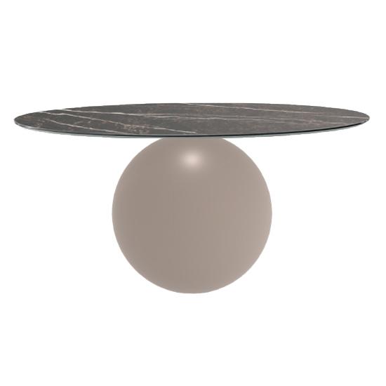 BONALDO table ronde CIRCUS Ø 160 cm base tourterelle opaque (Top Emperador mat - métal et marbre)