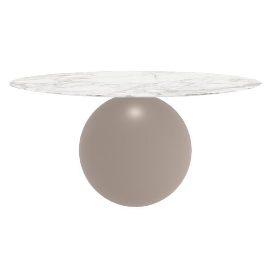 BONALDO table ronde CIRCUS Ø 160 cm base tourterelle opaque (Top Calacatta mat - métal et marbre)