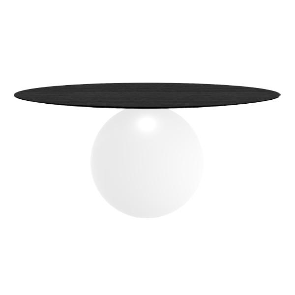 BONALDO table ronde CIRCUS Ø 180 cm base blanc opaque (Plateau en chêne brossé anthracite - Métal et
