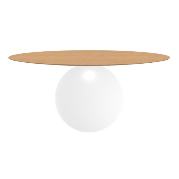 BONALDO table ronde CIRCUS Ø 180 cm base blanc opaque (Plateau en chêne naturel brossé - Métal et bo