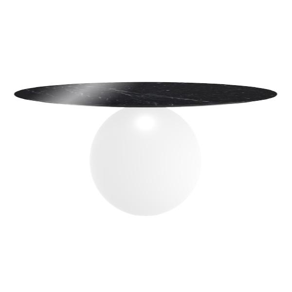 BONALDO table ronde CIRCUS Ø 180 cm base blanc opaque (Piano Marquina lucido - métal et marbre)