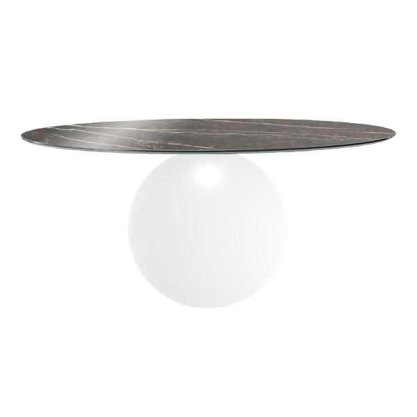 BONALDO table ronde CIRCUS Ø 180 cm base blanc opaque (Top Emperador brillant - métal et marbre)