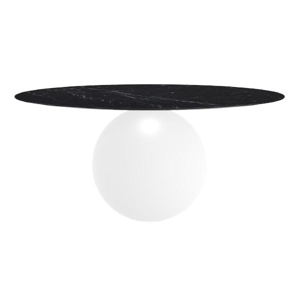 BONALDO table ronde CIRCUS Ø 180 cm base blanc opaque (Top Marquina mat - métal et marbre)