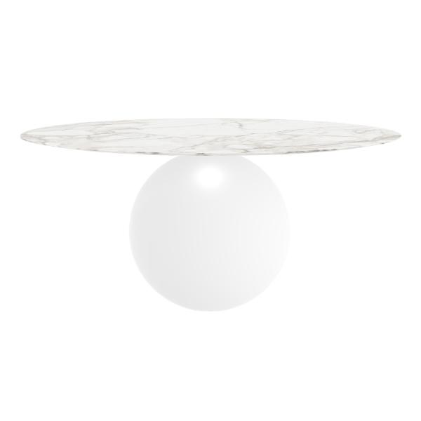 BONALDO table ronde CIRCUS Ø 180 cm base blanc opaque (Top Calacatta mat - métal et marbre)