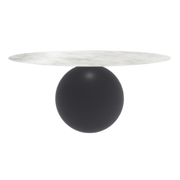 BONALDO table ronde CIRCUS Ø 180 cm base gris anthracite opaque (Top Carrara brillant - métal et mar