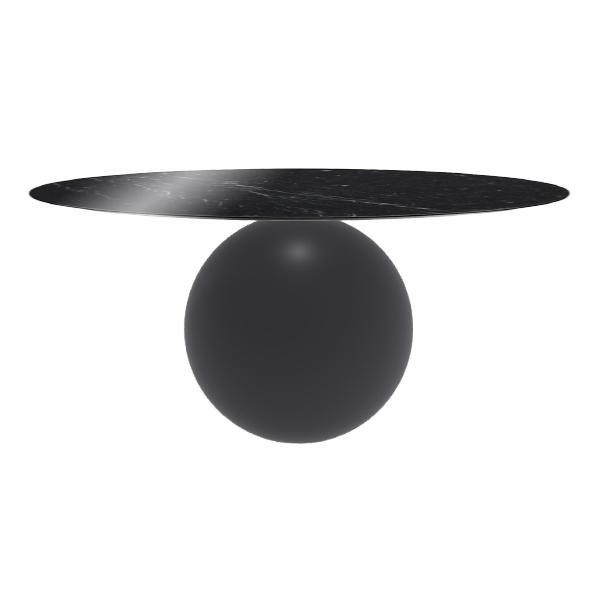 BONALDO table ronde CIRCUS Ø 180 cm base gris anthracite opaque (Piano Marquina lucido - métal et ma