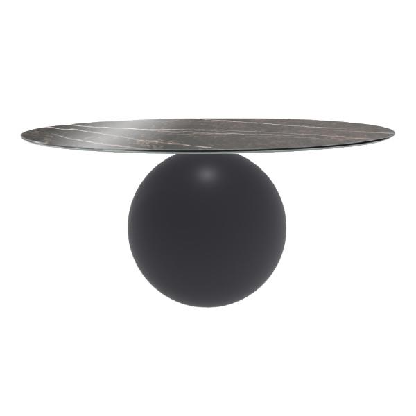 BONALDO table ronde CIRCUS Ø 180 cm base gris anthracite opaque (Top Emperador brillant - métal et m