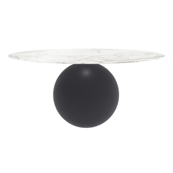 BONALDO table ronde CIRCUS Ø 180 cm base gris anthracite opaque (Top Calacatta brillant - métal et m