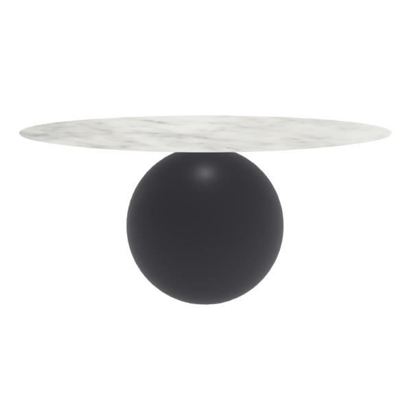 BONALDO table ronde CIRCUS Ø 180 cm base gris anthracite opaque (Top mat Carrara - métal et marbre)