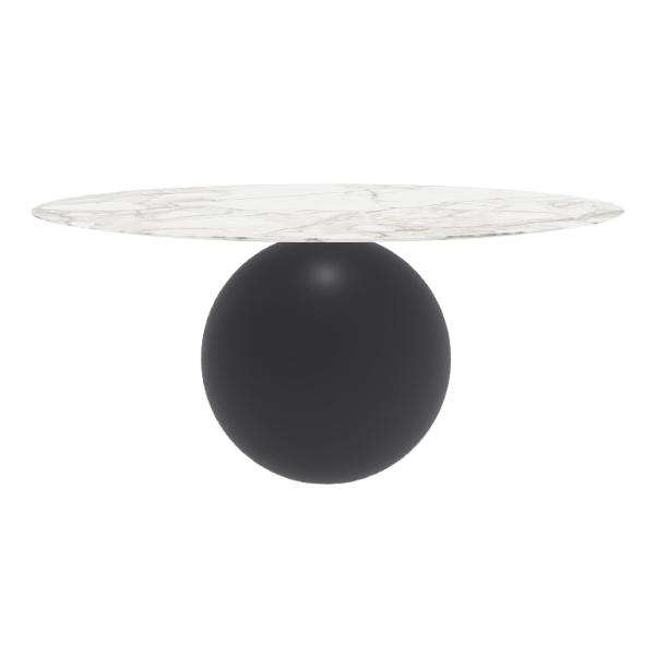 BONALDO table ronde CIRCUS Ø 180 cm base gris anthracite opaque (Top Calacatta mat - métal et marbre