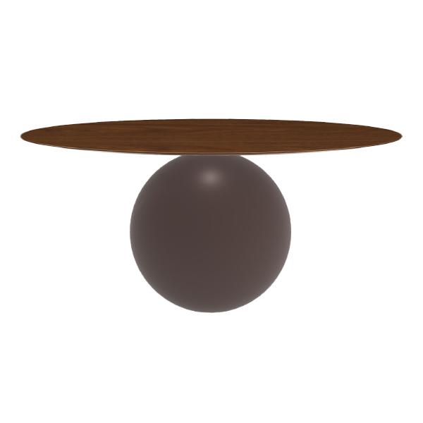 BONALDO table ronde CIRCUS Ø 180 cm base marron opaque (Plateau en noyer américain - Métal et bois)