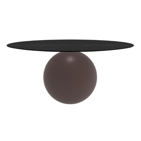 BONALDO table ronde CIRCUS Ø 180 cm base marron opaque (Plateau en chêne brossé anthracite - Métal e