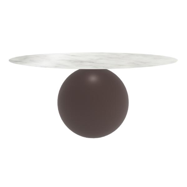 BONALDO table ronde CIRCUS Ø 180 cm base marron opaque (Top Carrara brillant - métal et marbre)