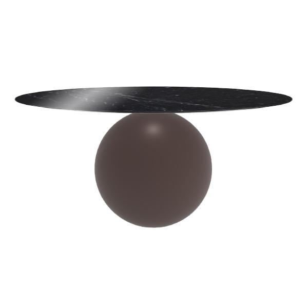 BONALDO table ronde CIRCUS Ø 180 cm base marron opaque (Piano Marquina lucido - métal et marbre)