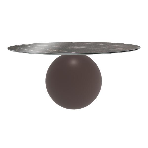 BONALDO table ronde CIRCUS Ø 180 cm base marron opaque (Top Emperador brillant - métal et marbre)