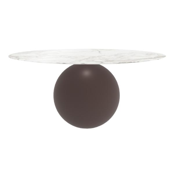 BONALDO table ronde CIRCUS Ø 180 cm base marron opaque (Top Calacatta brillant - métal et marbre)