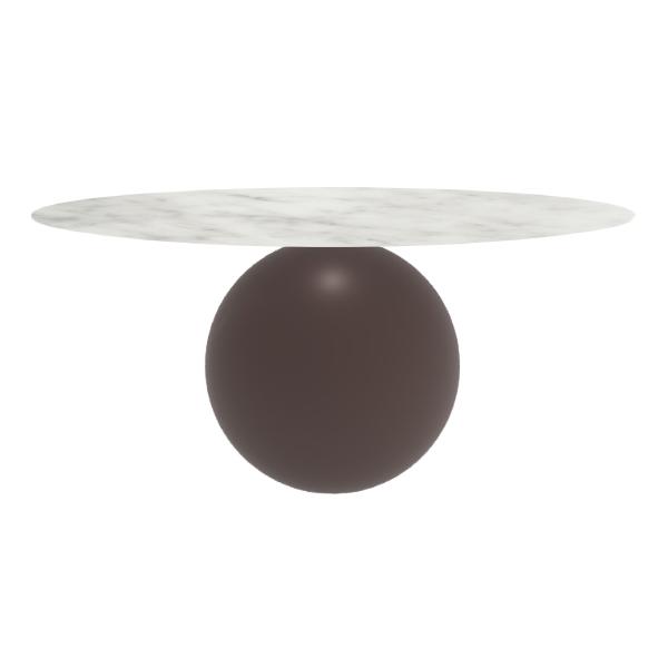 BONALDO table ronde CIRCUS Ø 180 cm base marron opaque (Top mat Carrara - métal et marbre)
