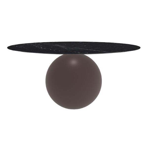BONALDO table ronde CIRCUS Ø 180 cm base marron opaque (Top Marquina mat - métal et marbre)