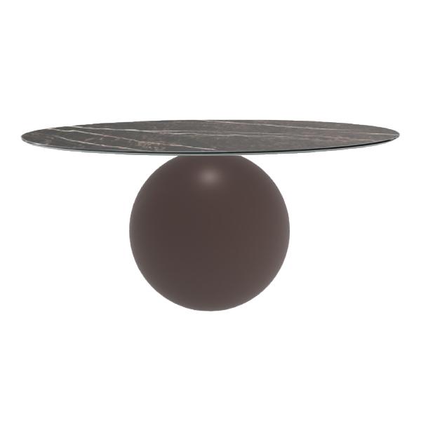 BONALDO table ronde CIRCUS Ø 180 cm base marron opaque (Top Emperador mat - métal et marbre)
