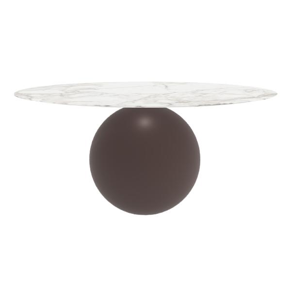 BONALDO table ronde CIRCUS Ø 180 cm base marron opaque (Top Calacatta mat - métal et marbre)