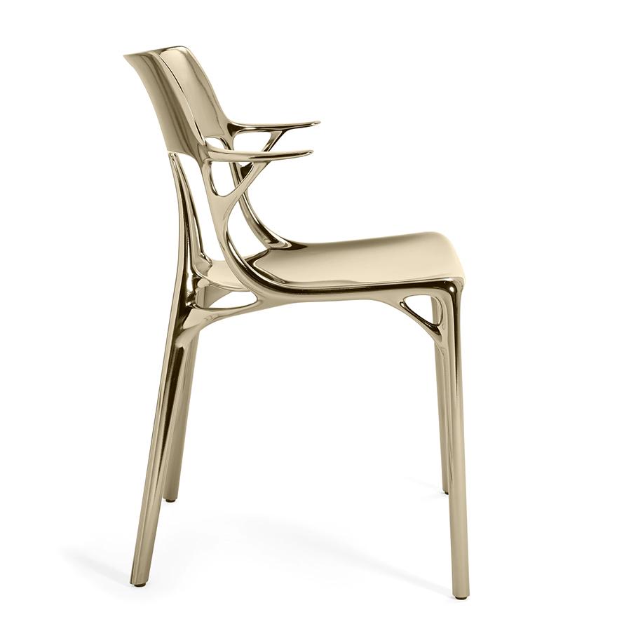 KARTELL set of 2 chairs with arms AI METAL - THE FIRST CHAIR CREATED BY A.I.