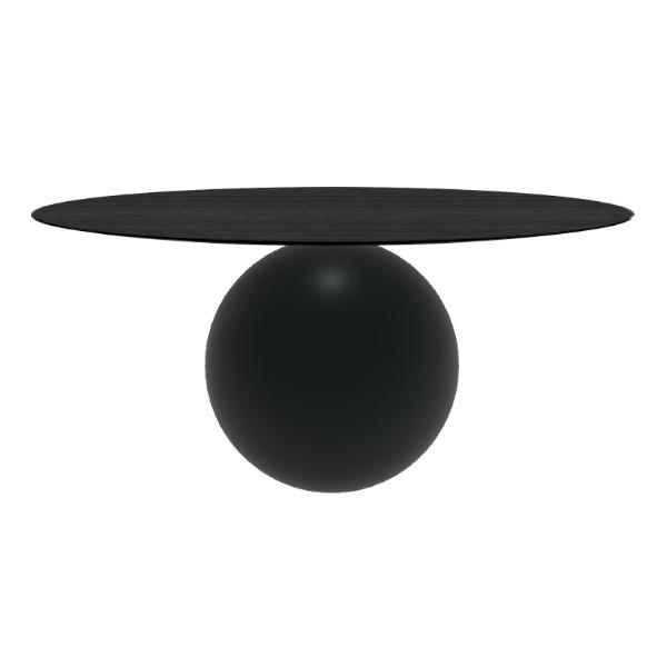 BONALDO table ronde CIRCUS Ø 180 cm base noir opaque (Plateau en chêne brossé anthracite - Métal et 
