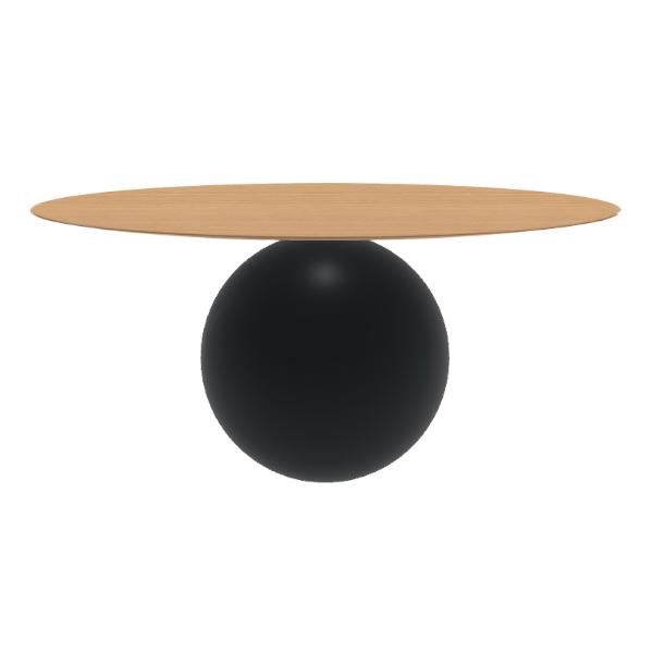BONALDO table ronde CIRCUS Ø 180 cm base noir opaque (Plateau en chêne naturel brossé - Métal et boi