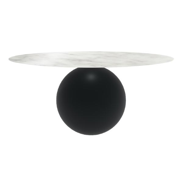 BONALDO table ronde CIRCUS Ø 180 cm base noir opaque (Top Carrara brillant - métal et marbre)