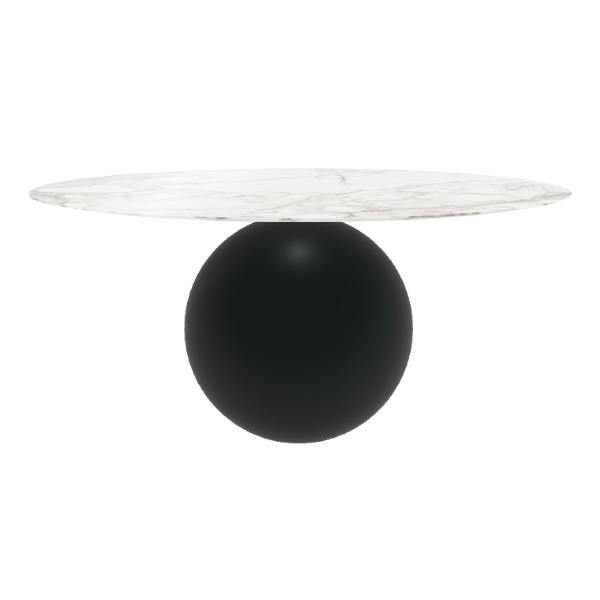 BONALDO table ronde CIRCUS Ø 180 cm base noir opaque (Top Calacatta brillant - métal et marbre)