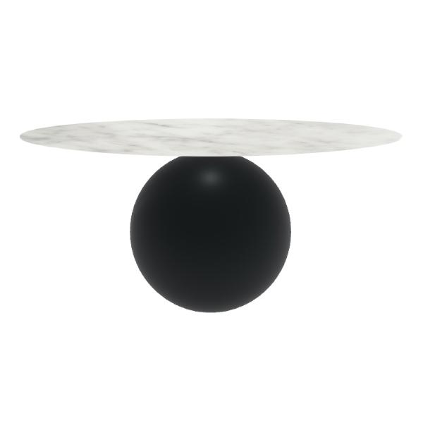 BONALDO table ronde CIRCUS Ø 180 cm base noir opaque (Top mat Carrara - métal et marbre)