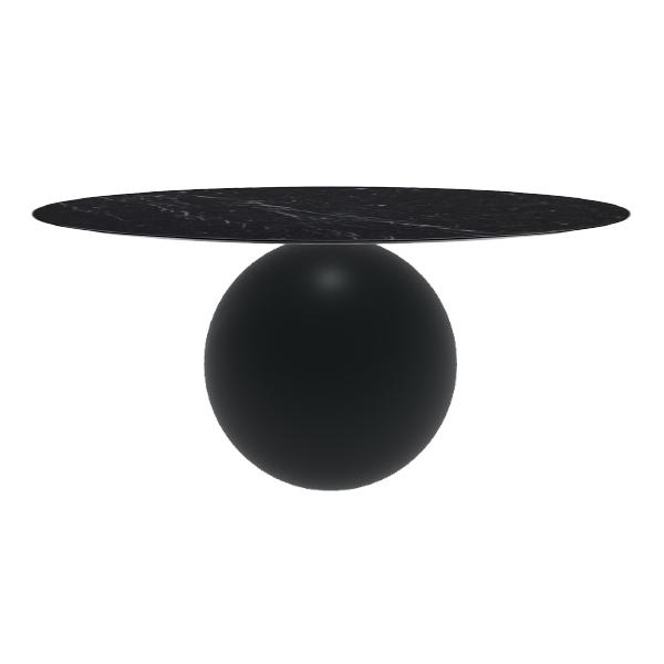 BONALDO table ronde CIRCUS Ø 180 cm base noir opaque (Top Marquina mat - métal et marbre)