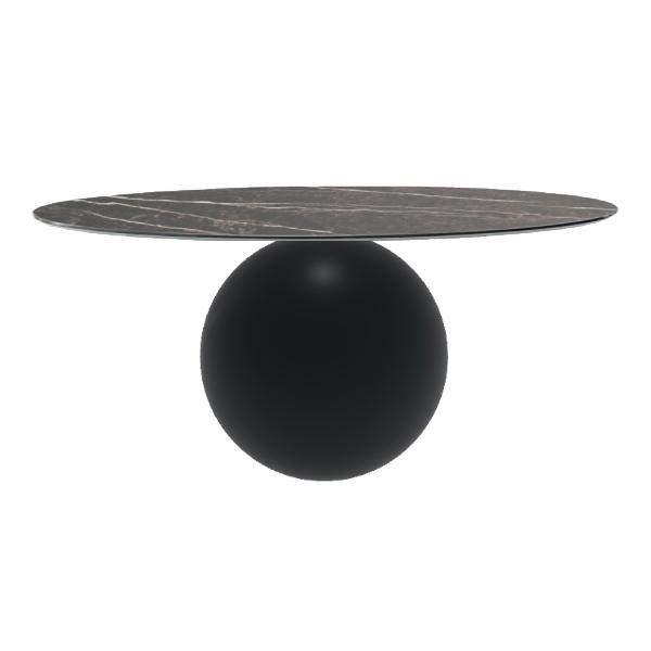 BONALDO table ronde CIRCUS Ø 180 cm base noir opaque (Top Emperador mat - métal et marbre)