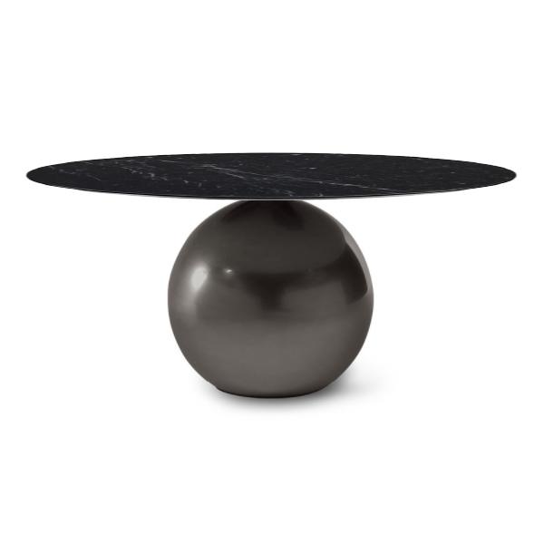 BONALDO table ronde CIRCUS Ø 180 cm base plomb (Top Marquina mat - Métal Plus et marbre)