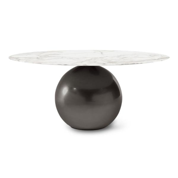 BONALDO table ronde CIRCUS Ø 180 cm base plomb (Top Calacatta mat - Métal Plus et marbre)