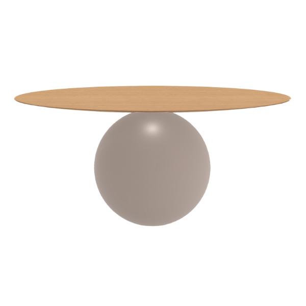 BONALDO table ronde CIRCUS Ø 180 cm base tourterelle opaque (Plateau en chêne naturel brossé - Métal