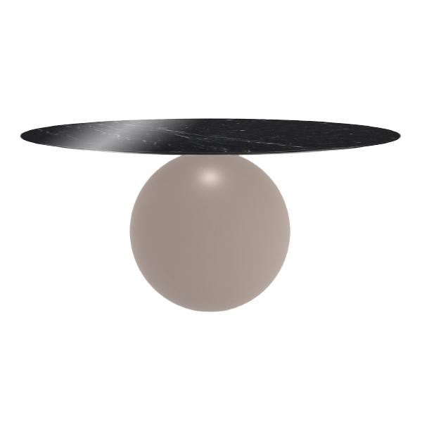 BONALDO table ronde CIRCUS Ø 180 cm base tourterelle opaque (Piano Marquina lucido - métal et marbre