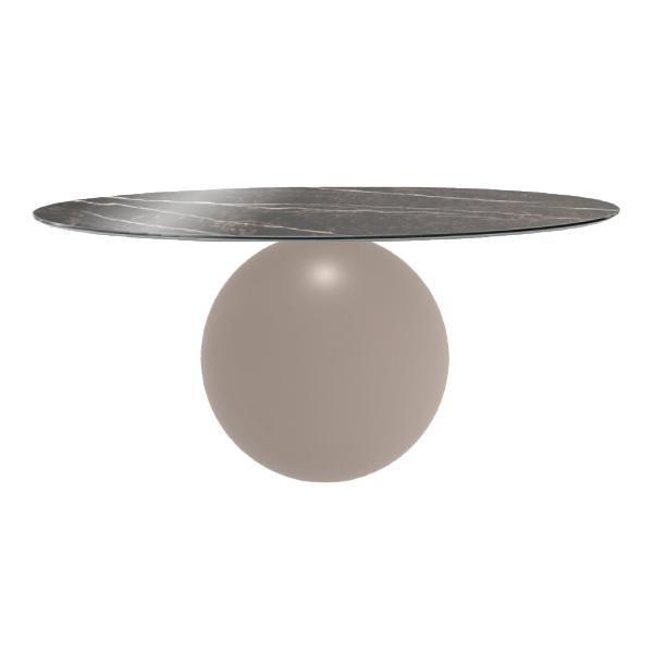 BONALDO table ronde CIRCUS Ø 180 cm base tourterelle opaque (Top Emperador brillant - métal et marbr