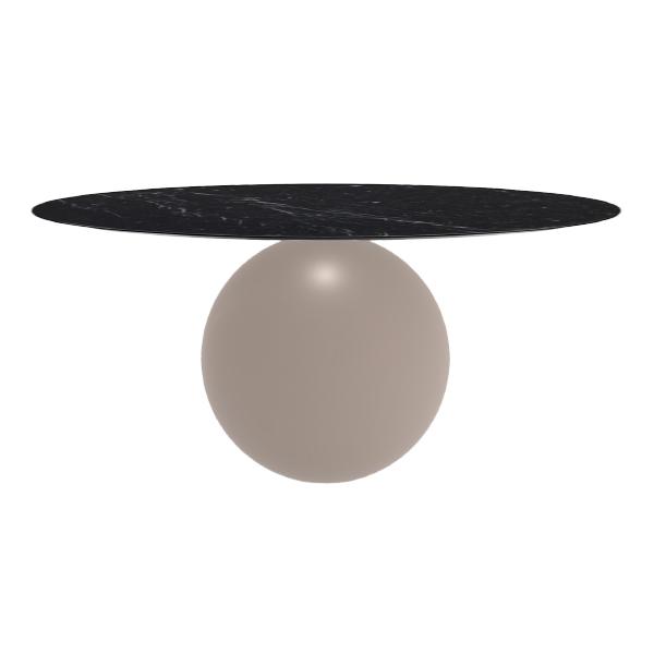 BONALDO table ronde CIRCUS Ø 180 cm base tourterelle opaque (Top Marquina mat - métal et marbre)