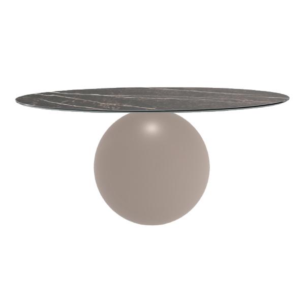 BONALDO table ronde CIRCUS Ø 180 cm base tourterelle opaque (Top Emperador mat - métal et marbre)