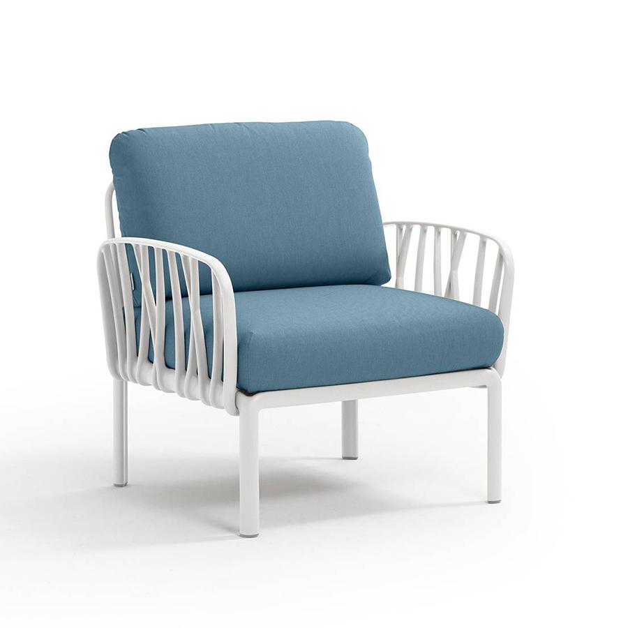 NARDI fauteuil pour l'extérieur KOMODO (Blanc / Adriatic - Polypropylène fibre de verre et tissu Sun