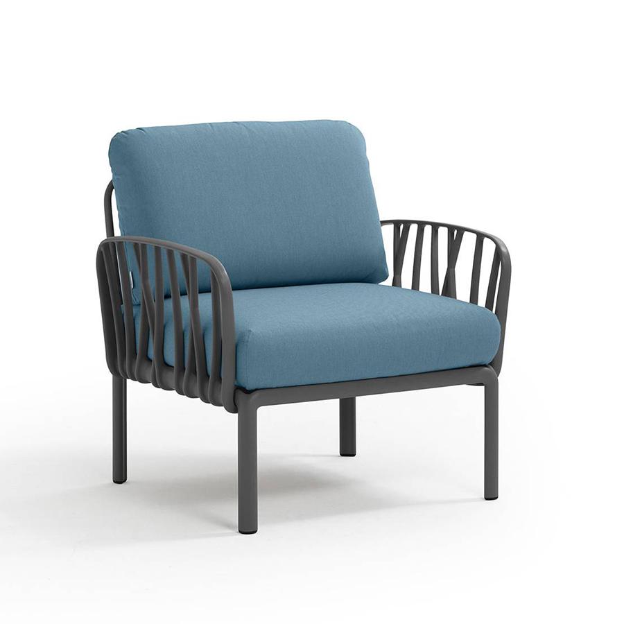 NARDI fauteuil pour l'extérieur KOMODO (Anthracite / Adriatic - Polypropylène fibre de verre et tiss