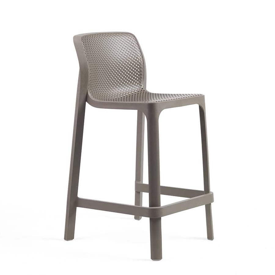 NARDI set de 4 tabourets pour l'extérieur NET STOOL MINI (Gris tourterelle - Polypropylène PRV)