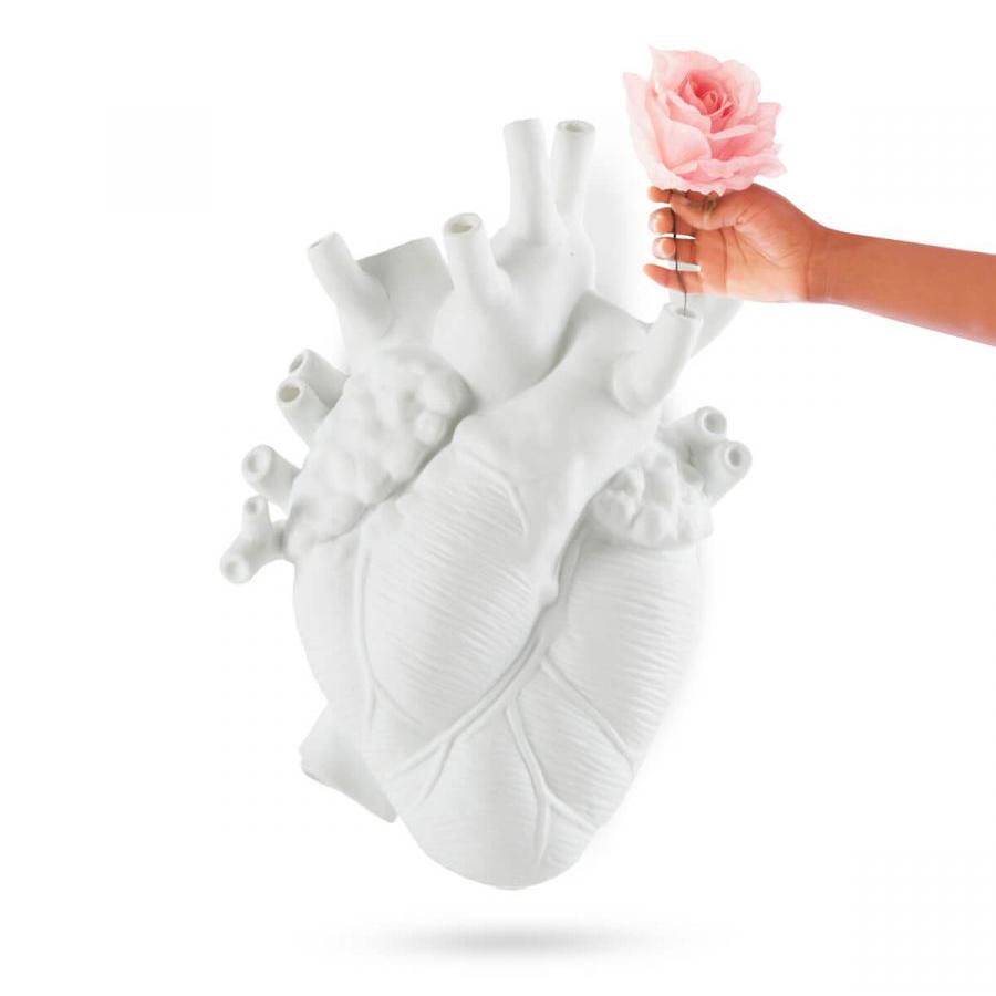 SELETTI vase en forme de coeur LOVE IN BLOOM GIANT (Blanc - Fiberglass)
