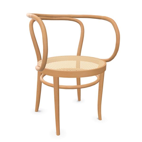 THONET chaise avec accoudoirs 209 (Beech nature - Frêne teinté I)