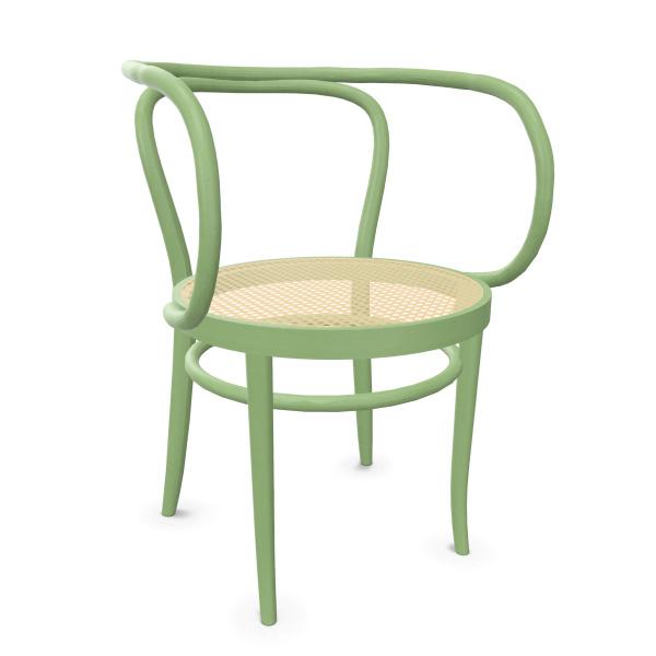 THONET chaise avec accoudoirs 209 (Reed green - Frêne teinté II)