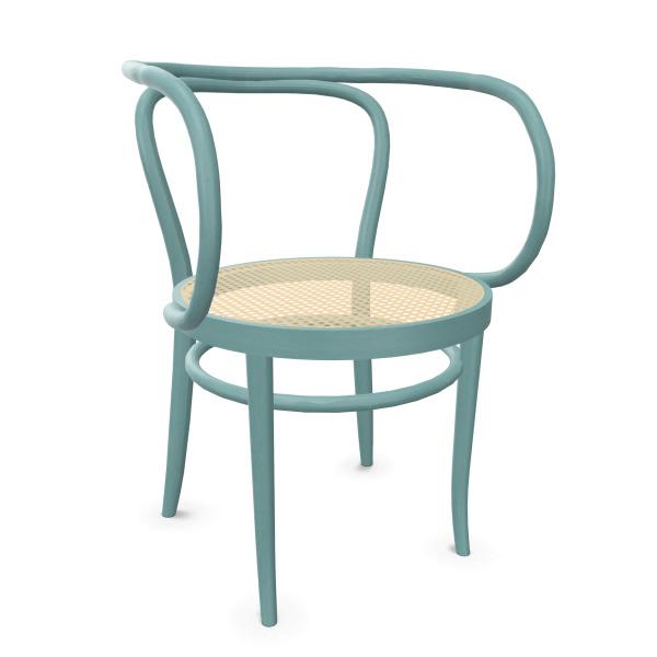 THONET chaise avec accoudoirs 209 (Grey green - Frêne teinté II)