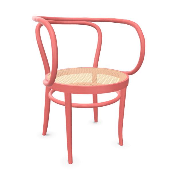 THONET chaise avec accoudoirs 209 (Coral red - Frêne teinté II)