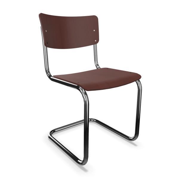 THONET chaise S 43 (Mahogany - Frêne teinté I and acier chromée)