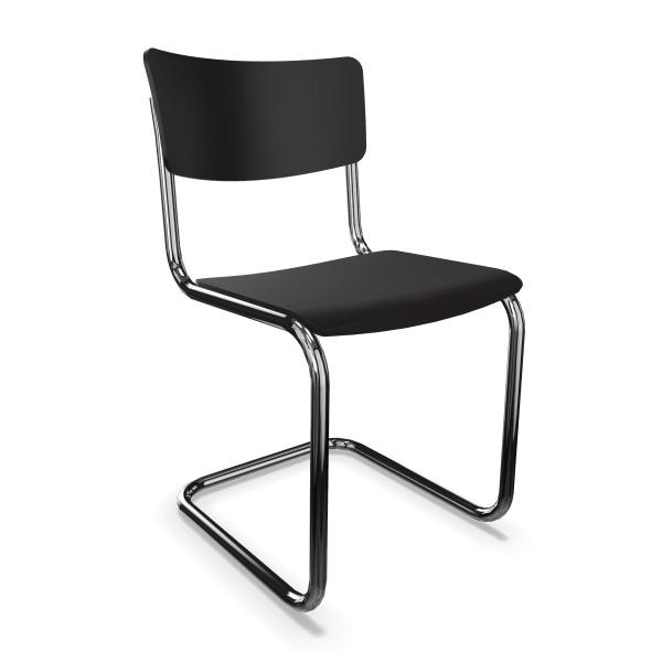 THONET chaise S 43 (Black - Frêne teinté I and acier chromée)