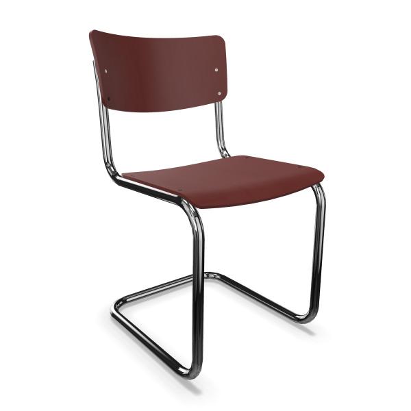 THONET chaise S 43 (Rust red - Frêne teinté II and acier chromée)